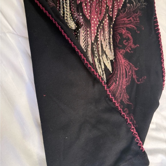 Vocal Black and Burgundy Winged Cross Tank Top - Picture 7 of 9